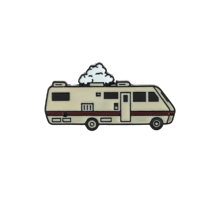 Illustration of a vintage-style RV on a white background