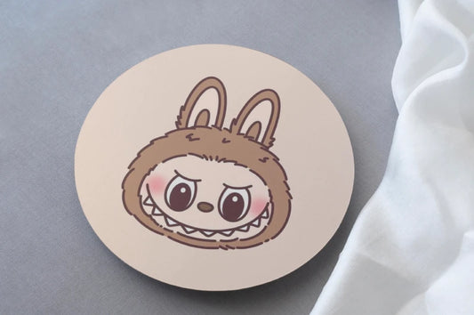 Brown Labubu MDF Coaster 3.75 inches by 3.75 inches