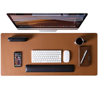 PU Leather Mousepad Brown and Silver (90 by 40 cm)