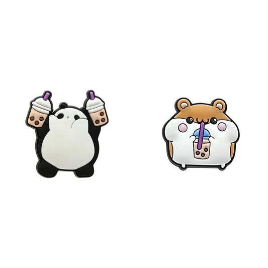 Cute Bubble Tea Animals Croc Pins