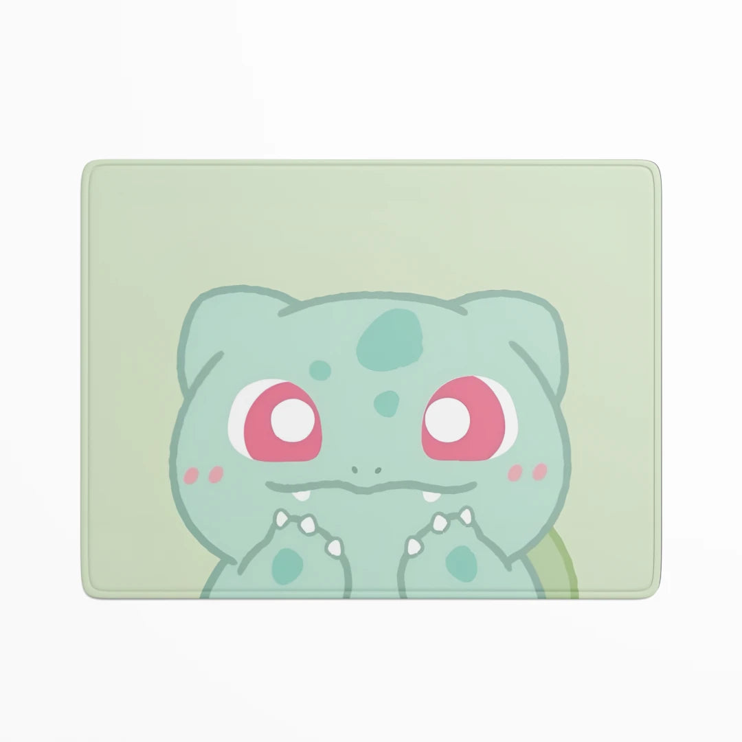 Cartoon character design on a light green background
