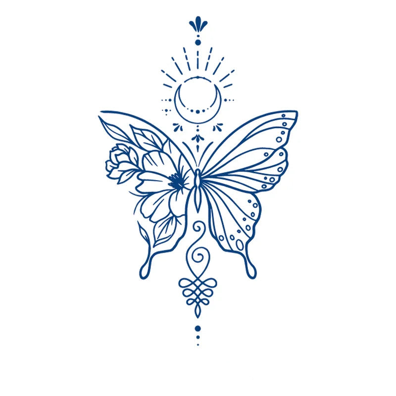 Decorative butterfly design with floral elements on a white background