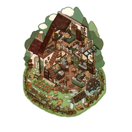 2.5D Capybara Home DIY PET Sticker Set | Large | Moderate