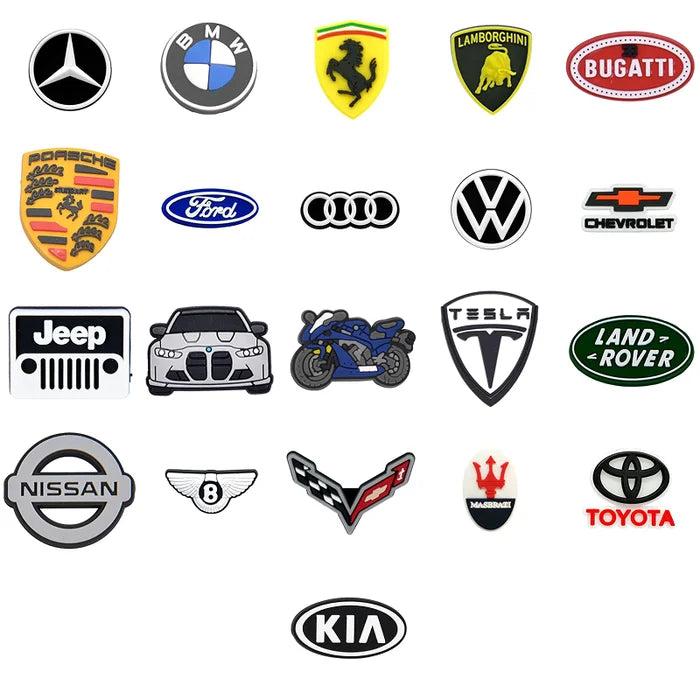 automotives and cars logos on a white background