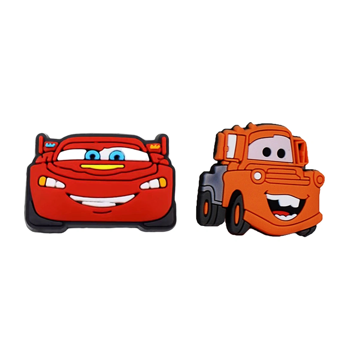 Two cartoon character phone cases, one red and one orange, on a white background.