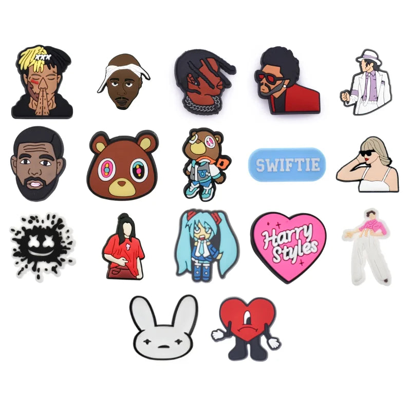 Celebrities XXXTentacion Drake Tupac The Weeknd Billie Eilish Tailor Swift Hatsune Miku Harry Styles Bad Bunny Croc Charm for Crocs | Jibbitz