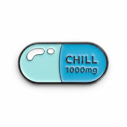 Pill-shaped badge with 'CHILL 1000mg' text on a white background