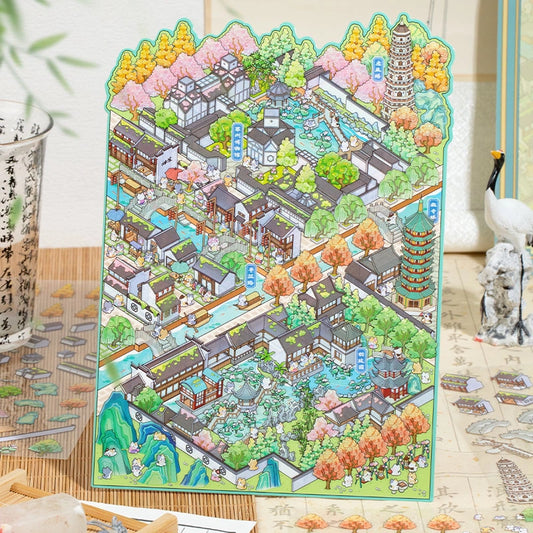 Chinese City DIY PET Sticker Sets