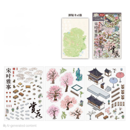 diy pet sticker set for a traditional chinese house