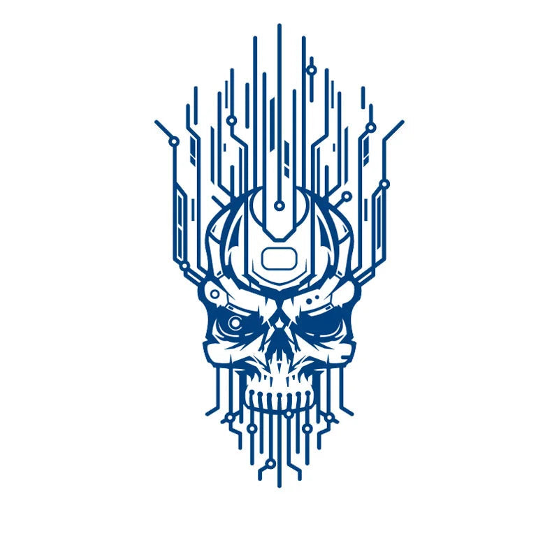 Circuitry Cyber Skull Tattoo Design