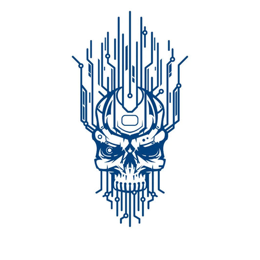 Circuitry Cyber Skull Tattoo Design