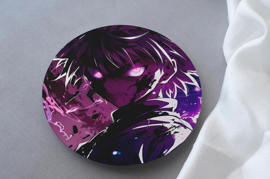 hunter x hunter killua zoldyck print on circular mdf coaster