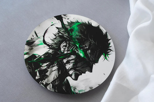 roronoa zoro one piece print on circular mdf coaster