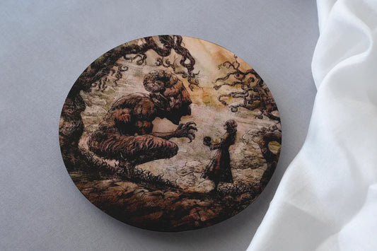 attack on titan pact with the devil print on mdf coaster