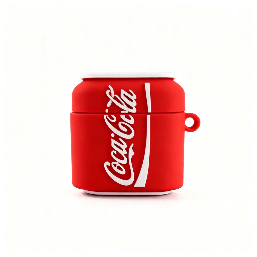Red Coca-Cola can-shaped container on a white background