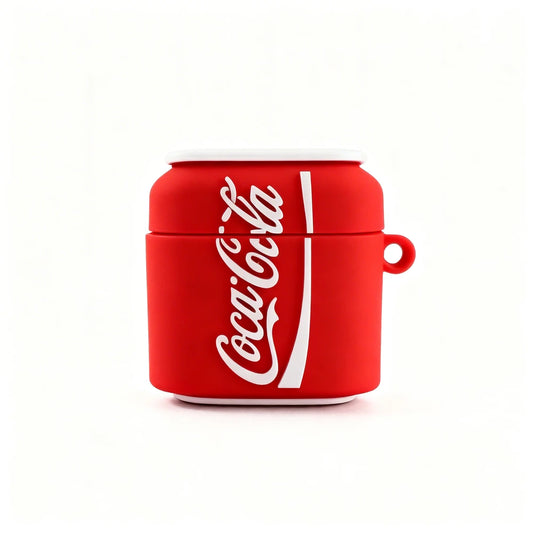 Red Coca-Cola can-shaped container on a white background