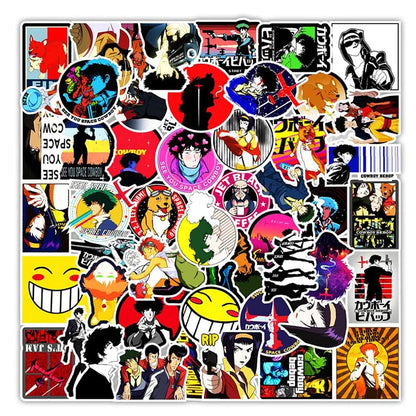 Collection of various anime-style stickers on a white background