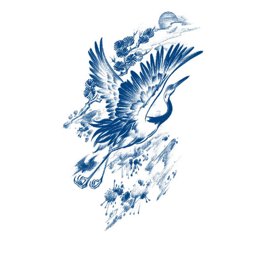 Crane Bird Semi-Permanent Jagua Tattoo