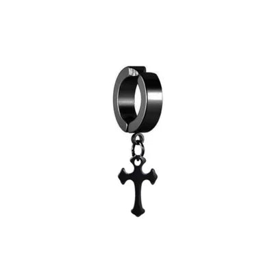 Black Cross Clip On Earring