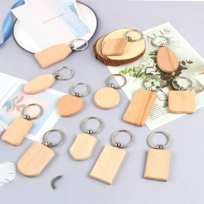 Customized Shapes Wooden Keychains