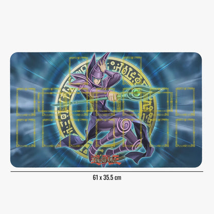 Card with an animated character and magical design on a blue background