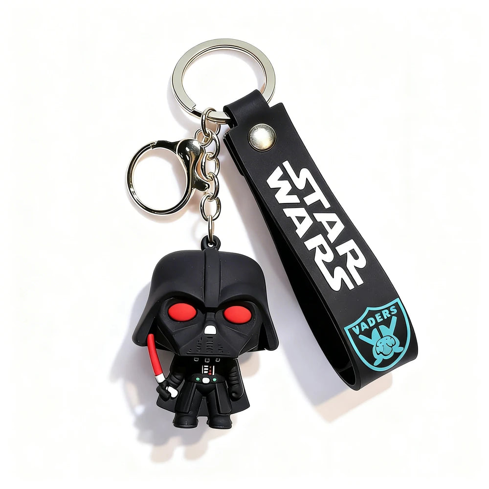 Keychain with Darth Vader figure and 'Star Wars' branding on a white background