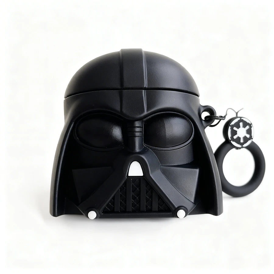 Black Darth Vader helmet-shaped case on a white background