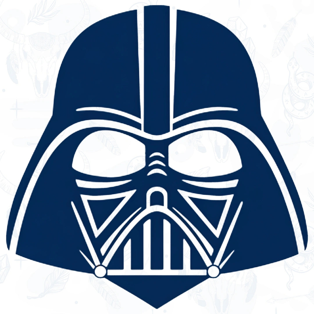 Blue Darth Vader helmet tattoo design on a white background