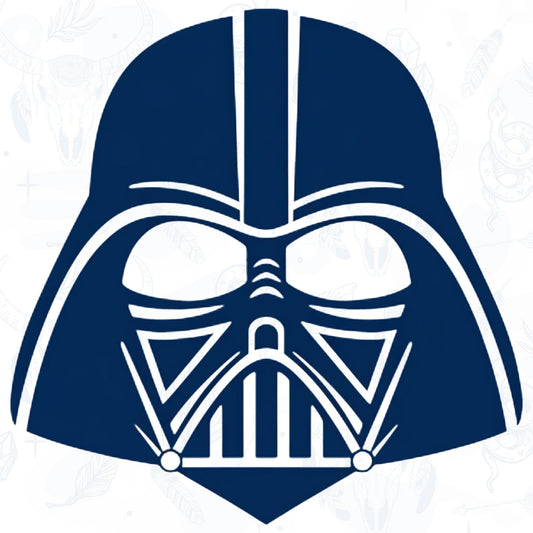 Blue Darth Vader helmet tattoo design on a white background