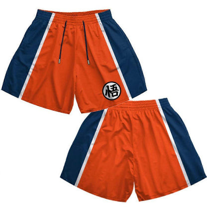 Dragon Ball Z Kanji Goku Orange and Navy Breathable Single Layer Mesh Shorts