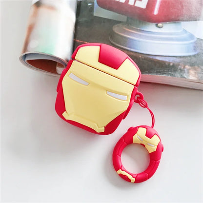 Red and yellow Iron Man-themed case on a white surface