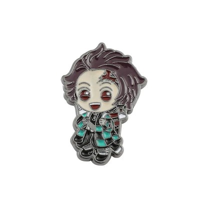 Animated character pin with intricate design on a white background