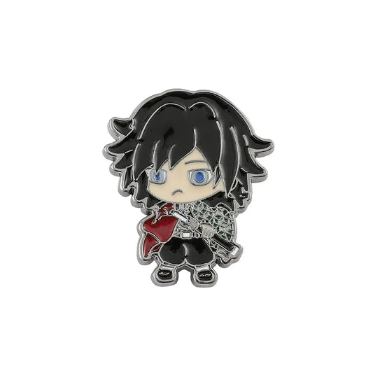 Character-themed pin badge on a white background