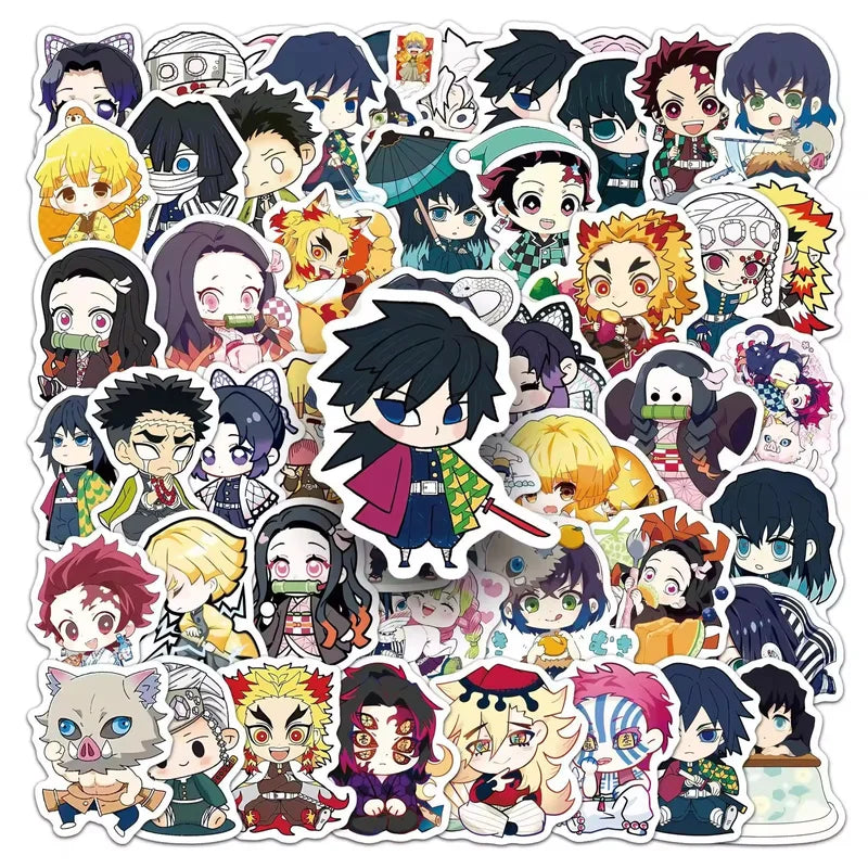 Collection of various anime-style character stickers on a white background
