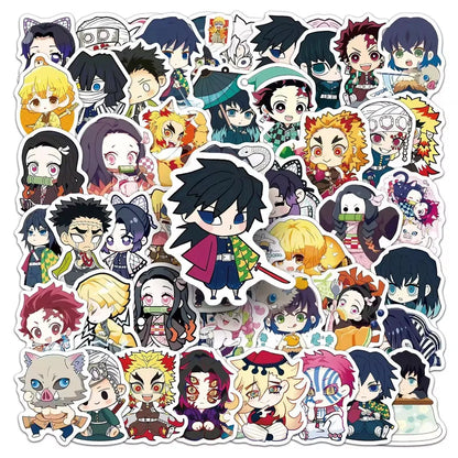 Collection of various anime-style character stickers on a white background