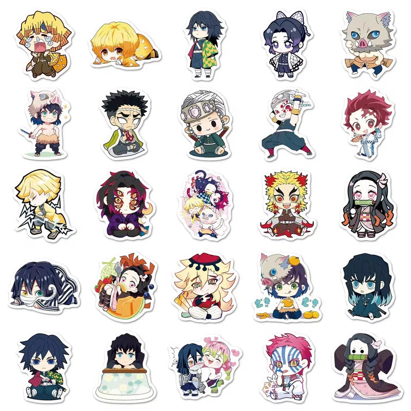 Collection of animated character stickers arranged in a grid.