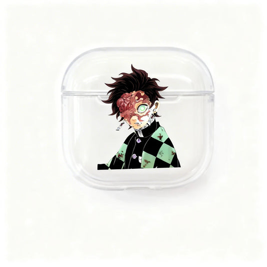 Clear case with an illustration of a character on a white background