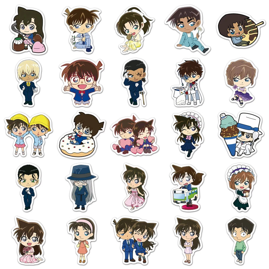 Collection of animated character stickers on a white background