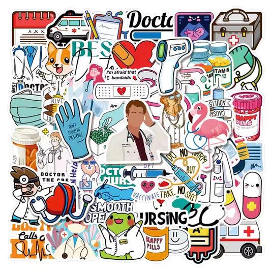 Medical Doctor and Nursing Sticker Set of 50 pieces
