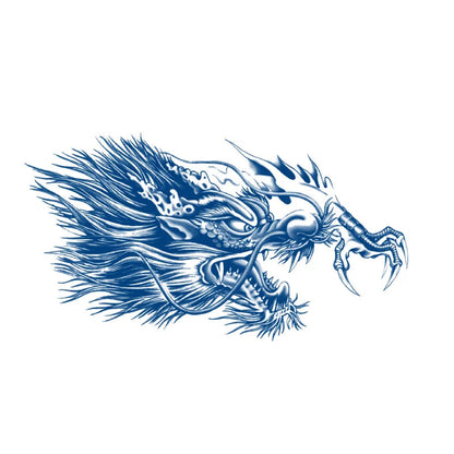 Blue dragon tattoo on a white background