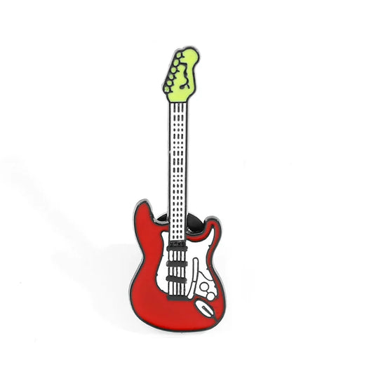 red electric guitar enamel pin brooch for fabrics and bags