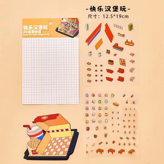 Fast Food Restaurant DIY Sticker Set Miniature World