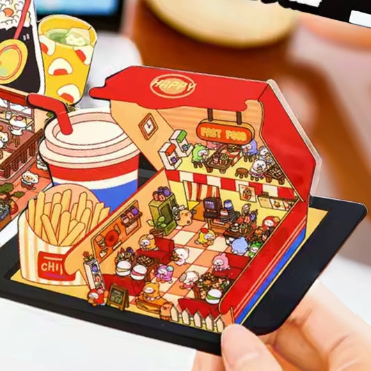 Fast Food Restaurant DIY Sticker Set Miniature World