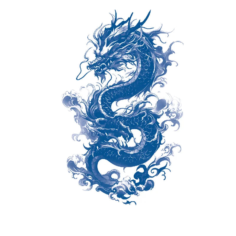 Large Flaming Dragon Semi-Permanent Jagua Tattoo