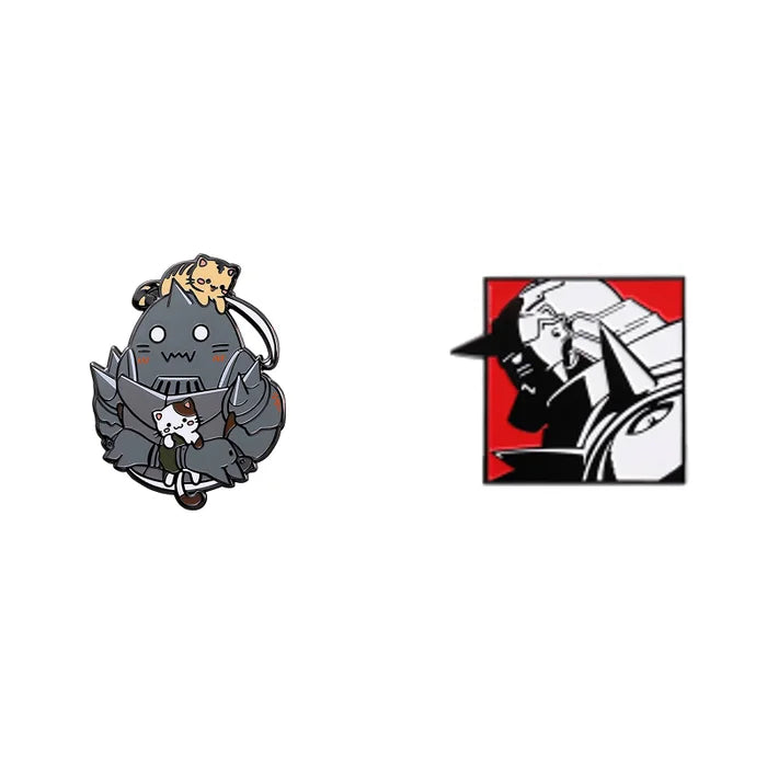 Two cartoon characters, one in a suit and hat and the other in armor with a helmet, on a white background.