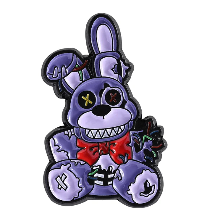 Purple cartoon character with black accents on a white background