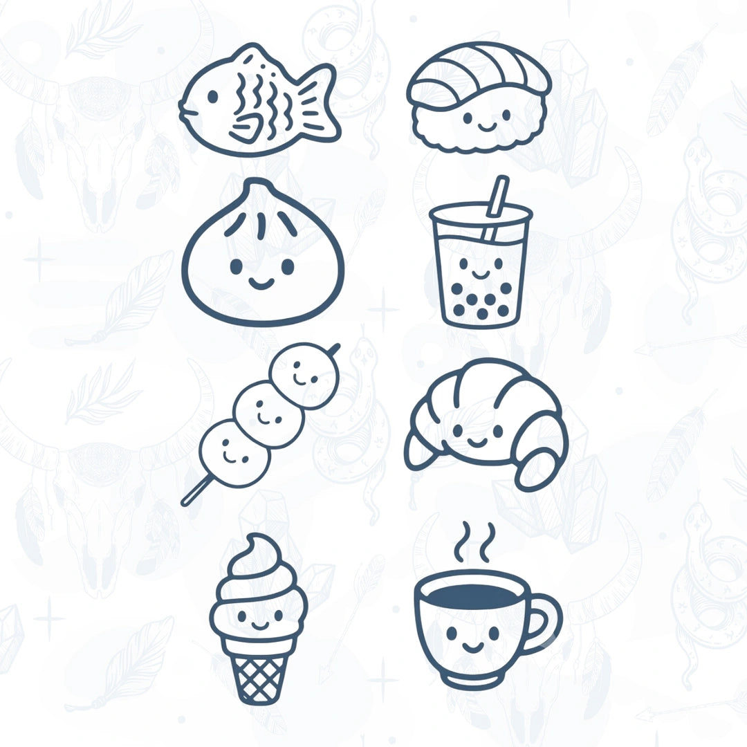 food tattoo designs on a light background