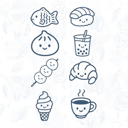 food tattoo designs on a light background