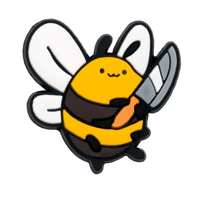 Funny Bee With Knife Croc Pin