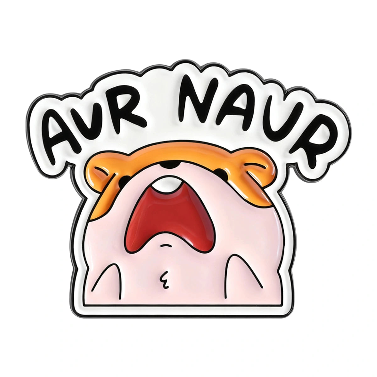 Cartoonish character with 'Aur Naur' text on a white background